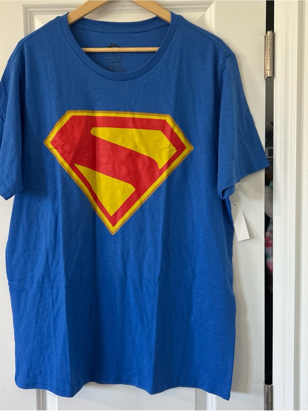 Superman Men's Graphic Tee with Short Sleeves, Blue, NWT, Size Large